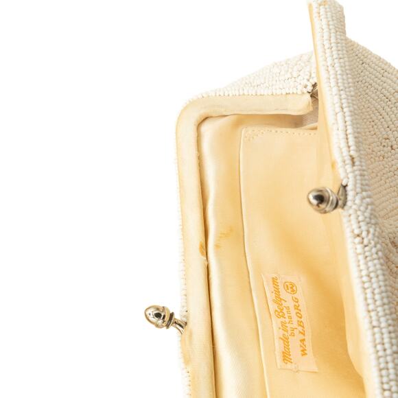Walborg Vintage Cream Beaded Clutch Evening Handbag Small - Picture 5 of 6